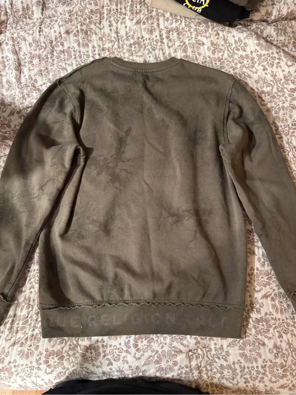 True Religion Olive Green Crewneck Sweatshirt with Logo